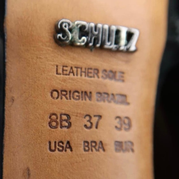 Schutz Sandals Black Flared Heels Ankle Embellished Size 8 - Picture 8 of 9